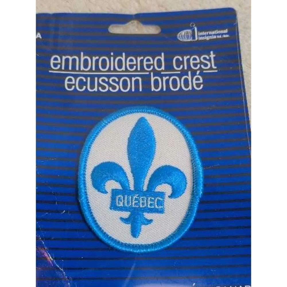 Quebec Fleur de Lis Embroidered Crest Patch - Blue White International Insignia